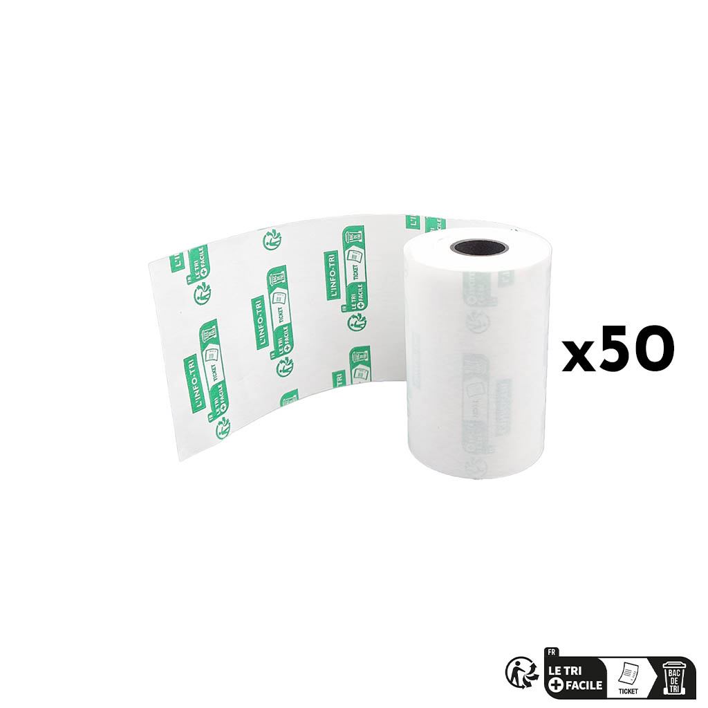 Carton De 100 - Bobines papier thermique 80x80x12 pour ticket de caisse en  papier 55 grs Thermal BPA Free