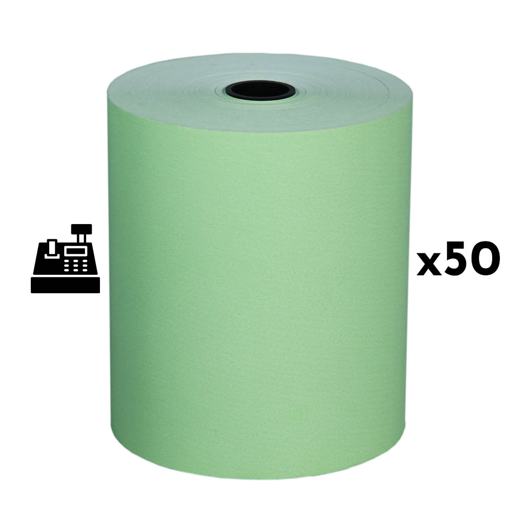 Papier thermique vert 50 rouleaux 80x70x12 - Bobines Caisse